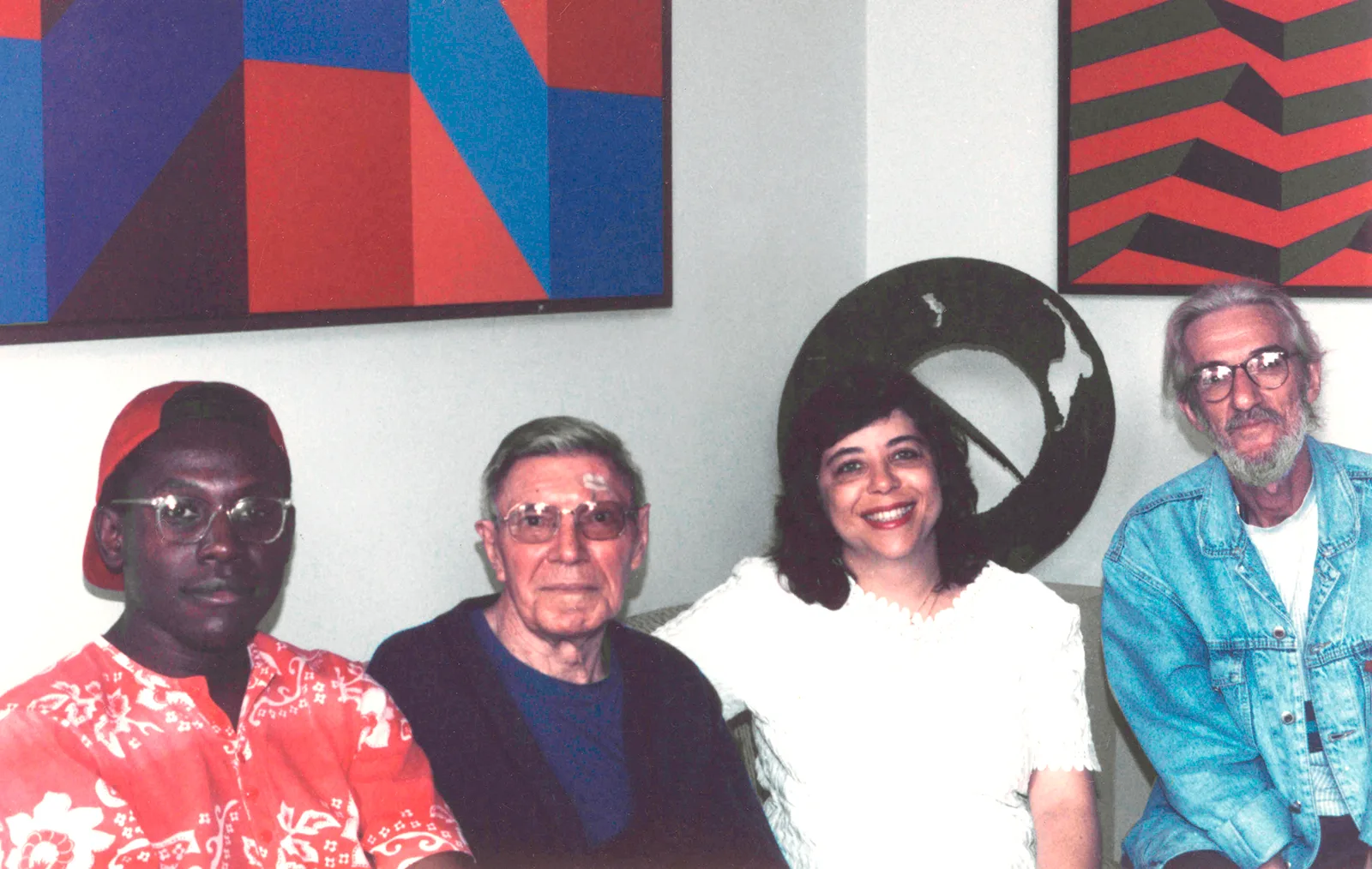 Silva Sampaio, Sacilotto, Jurema Barreto e Zhô Bertholini no ateliê Senador Fláquer, 1998