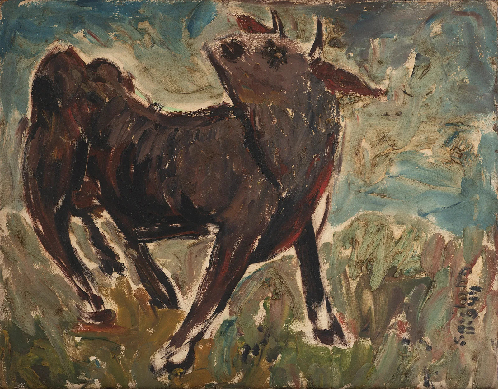 "Boi", 1944, óleo sobre cartão, 24,7 × 31,4 cm. Coleção particular
