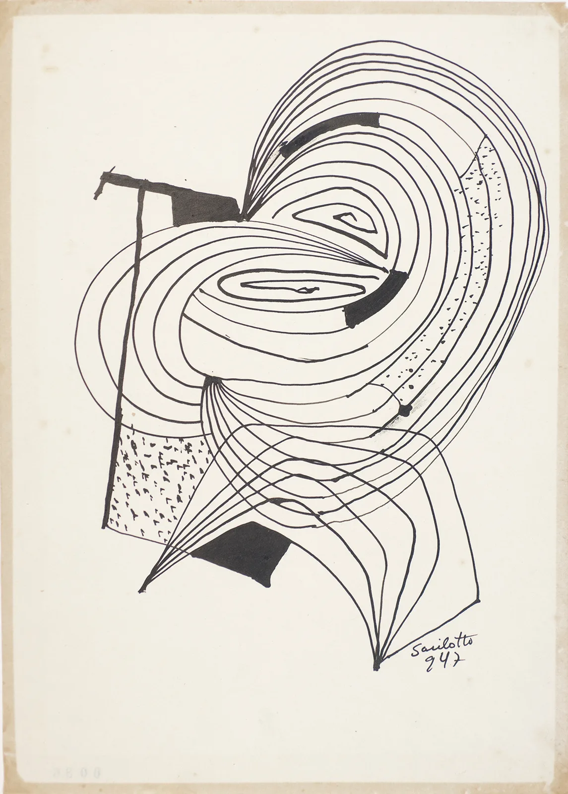 "Abstração", 1947, nanquim sobre papel, 32,9 × 23,8 cm. Fundo Luiz Sacilotto — Acervo Instituto de Arte Contemporânea