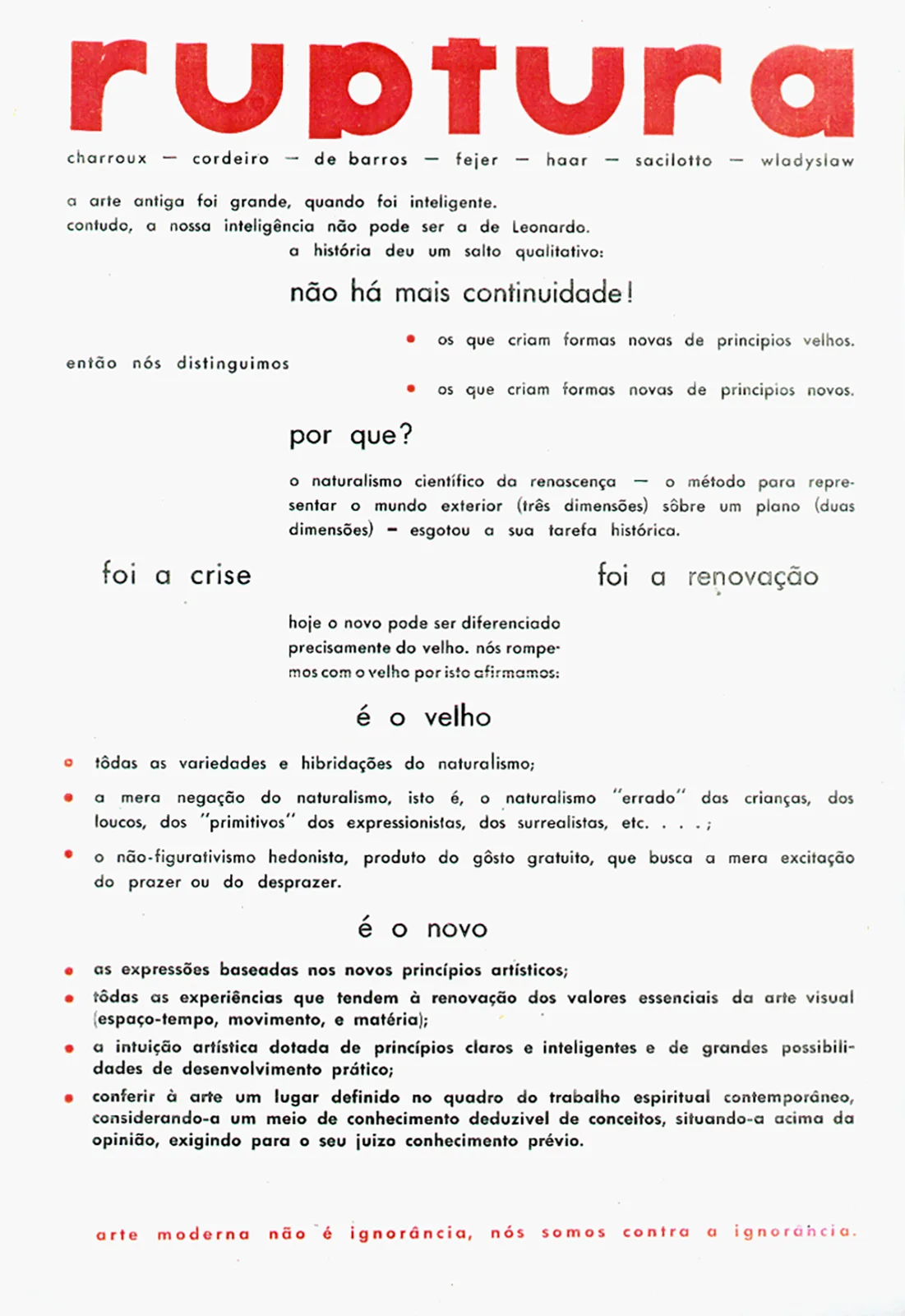 Manifesto do Grupo Ruptura, 1952