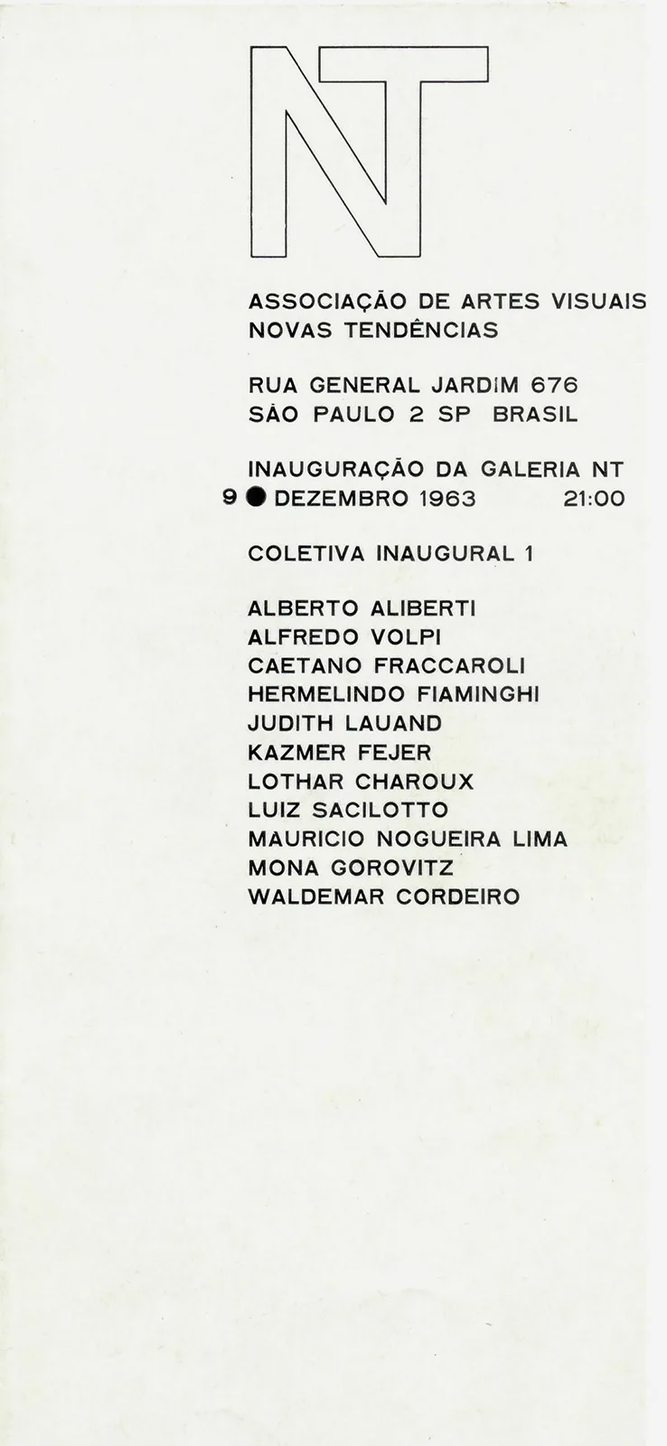 Folder da exposição "Associação de Artes Visuais Novas Tendências"