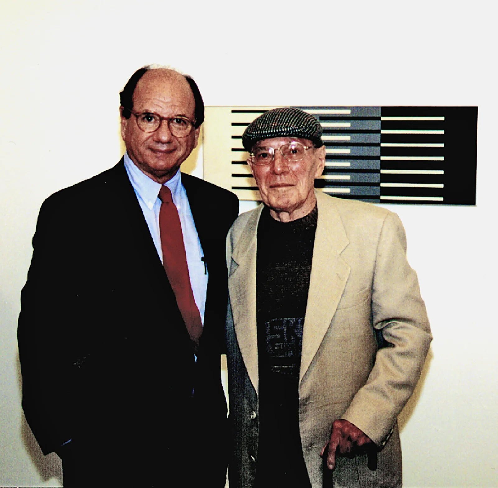 Adolpho Leirner e Luiz Sacilotto na exposição no MAM-SP, 1988