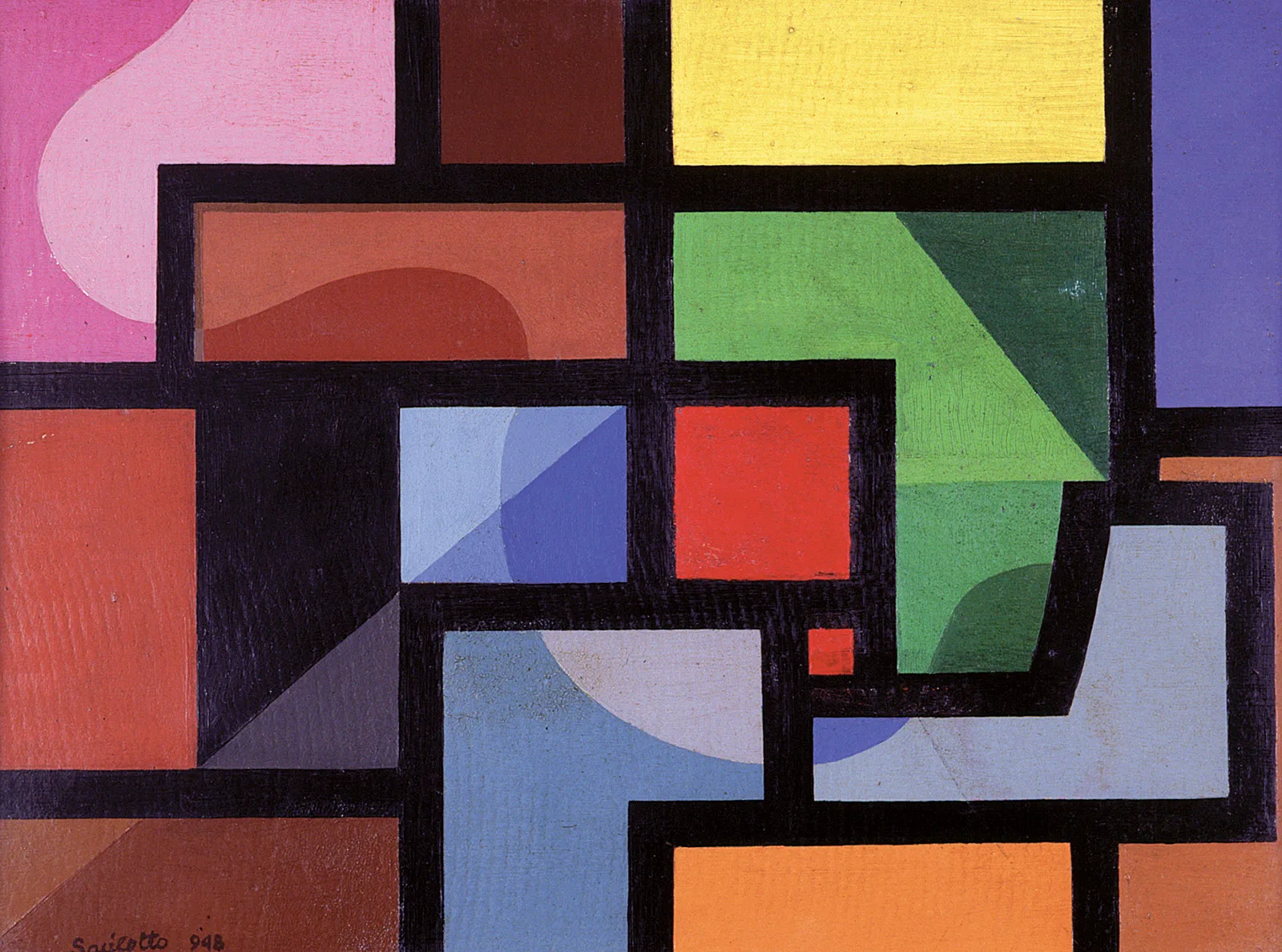 Luiz Sacilotto, "Composição", 1948, óleo sobre fibrocimento, 43,2 × 57,8 cm. MAM-SP. Fundo para Aquisição de obras para o acervo MAM São Paulo — Banco Bradesco S.A., 1999