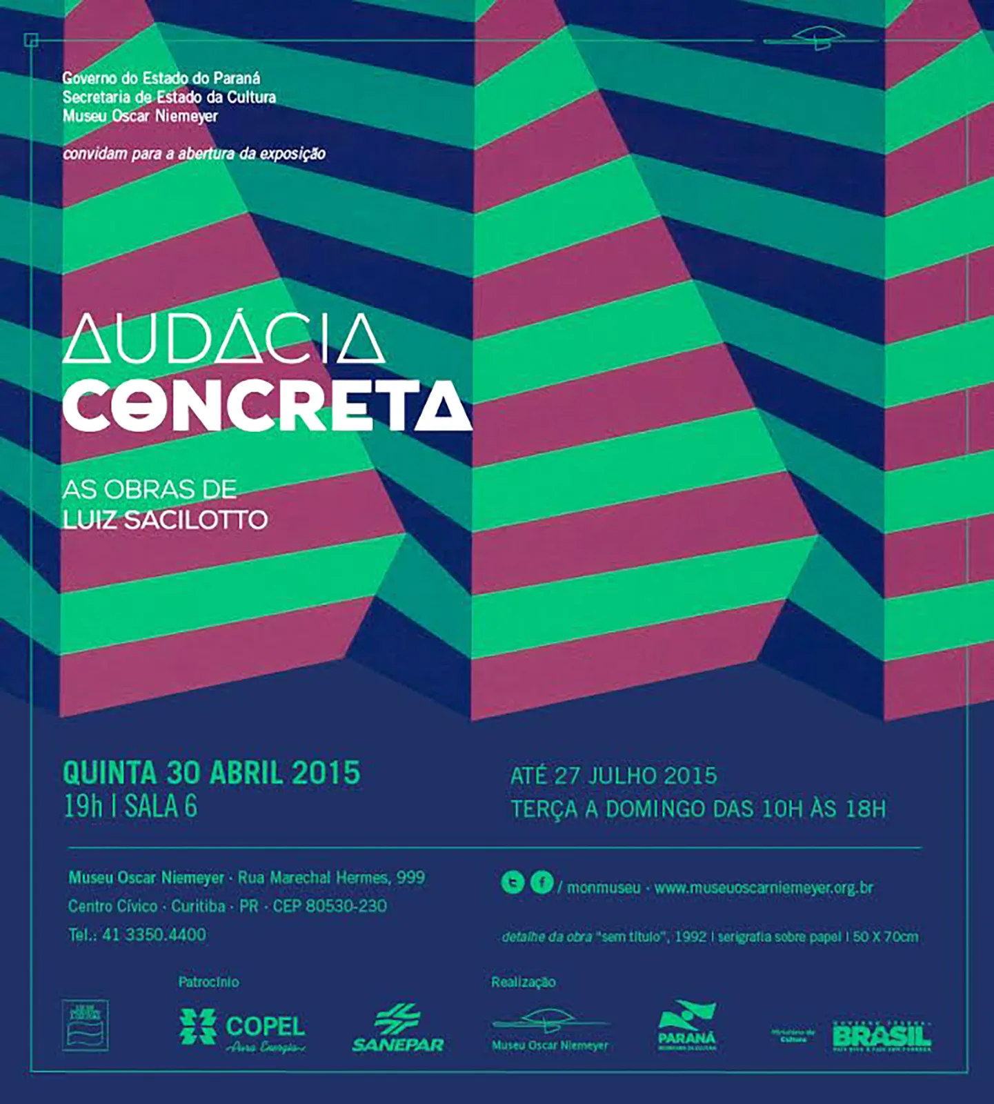 Convite da exposição "Audácia concreta: as obras de Luiz Sacilotto", Curitiba, PR, 2015