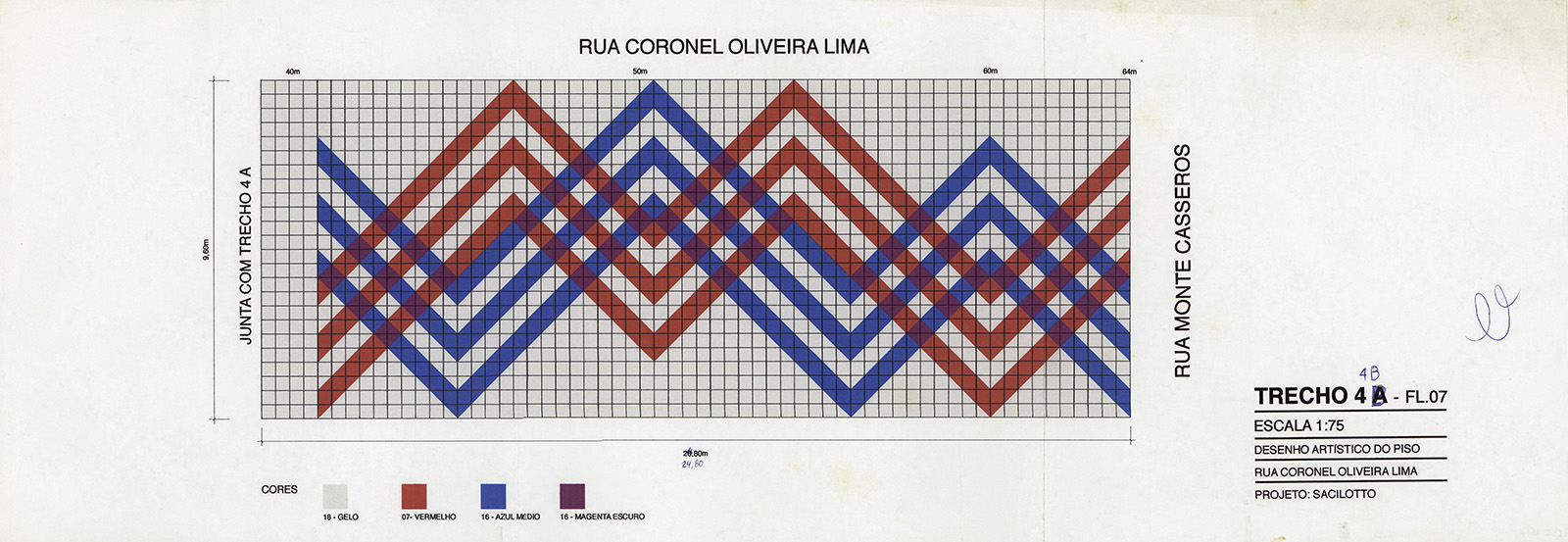 Projeto Oliveira Lima, desenho artístico do piso - Rua Coronel Oliveira Lima - Trecho 4B